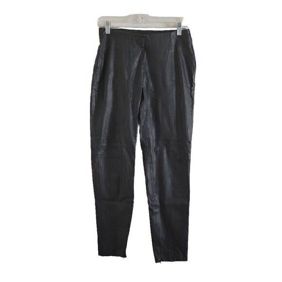 Zara Faux Leather High Rise Zipper Ankle Black Pants Women Size L - Picture 8 of 8